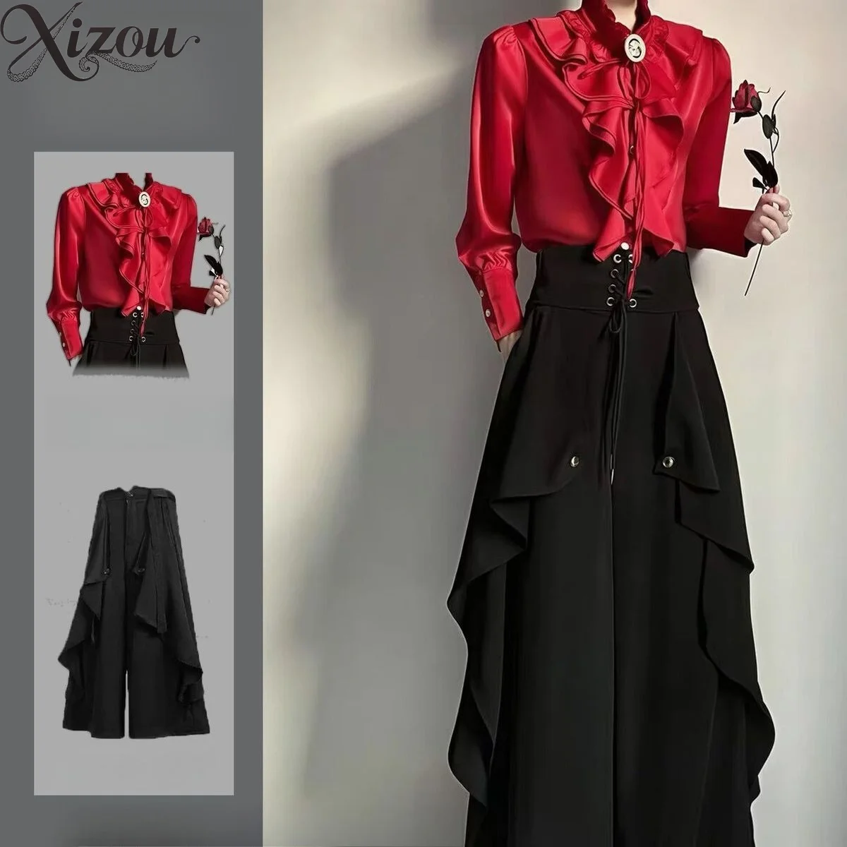 2026 Spring Gothic Shirt Ouji Prince Black Culotte Slim Waist Harajuku Cosplay Daily Wear Unisex Wide Leg High Waist Y2k Blouse
2026 Spring Gothic Shirt Ouji Prince Black Culotte Slim Waist Harajuku Cosplay Daily Wear Unisex Wide Leg High Waist Y2k Blouse
