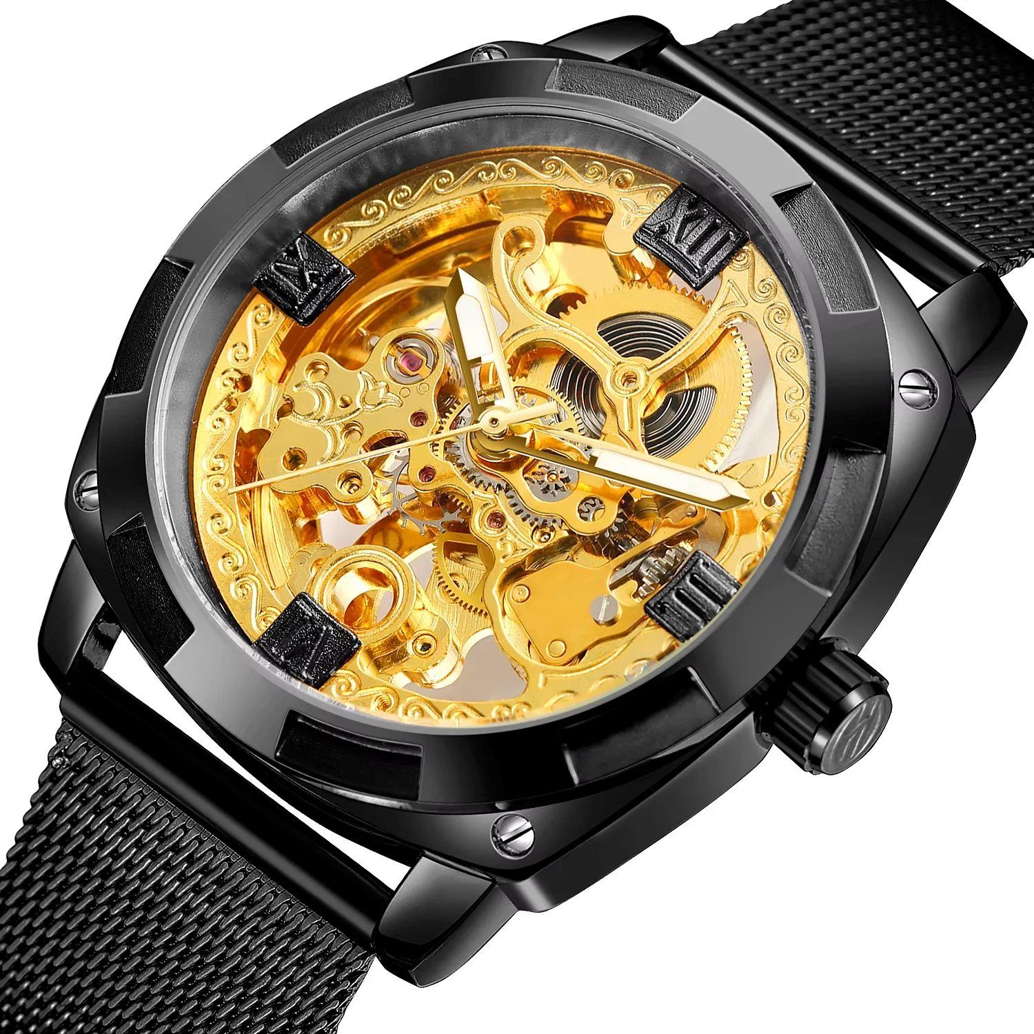 FORSINING mechanical watch Simple fashion style full hollow mechanical watch irregular shape mesh steel band watch alloy watch
FORSINING mechanical watch Simple fashion style full hollow mechanical watch irregular shape mesh steel band watch alloy watch