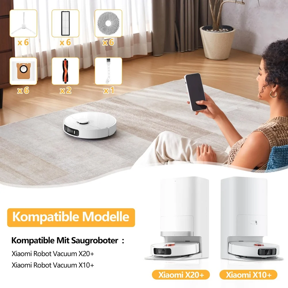 Набор аксессуаров ABXHH для робота-пылесоса Xiaomi X20+/X10+, сменная основная щетка, швабра, мешки для пыли, фильтры для боковой щетки
Набор аксессуаров ABXHH для робота-пылесоса Xiaomi X20+/X10+, сменная основная щетка, швабра, мешки для пыли, фильтры для боковой щетки
