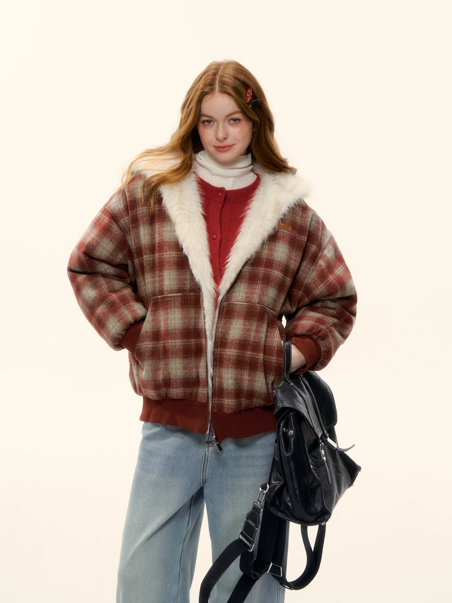 AsGony Initial Snow Gift Retro Double-Sided Wear Plaid Fluffy Outerwear Loose Versatile Thiened Fur Outerwear
AsGony Initial Snow Gift Retro Double-Sided Wear Plaid Fluffy Outerwear Loose Versatile Thiened Fur Outerwear