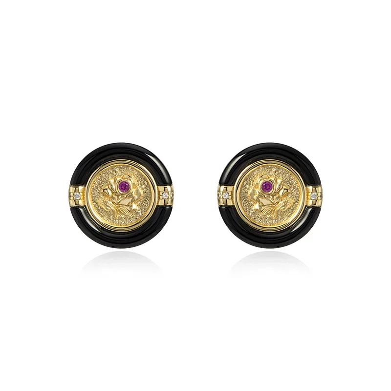 Red Corundum Black Agate Rose Earrings Retro Court 925 Tremella Decoration Ancient
Red Corundum Black Agate Rose Earrings Retro Court 925 Tremella Decoration Ancient
