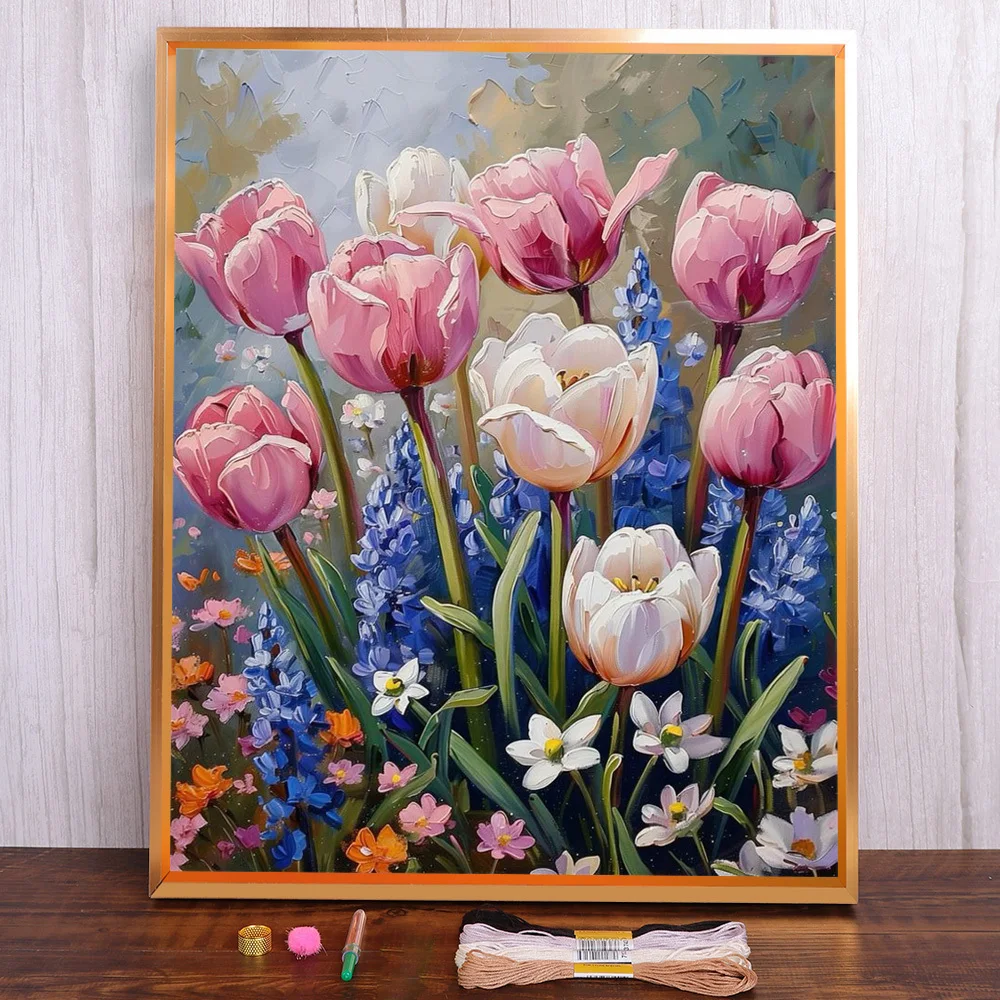 Flower Tuilp Pre-Printed Cross Stitch Embroidery Set DMC Threads Handmade Needlework Handiwork Hobby Wholesale Mulina Promotions
Flower Tuilp Pre-Printed Cross Stitch Embroidery Set DMC Threads Handmade Needlework Handiwork Hobby Wholesale Mulina Promotions