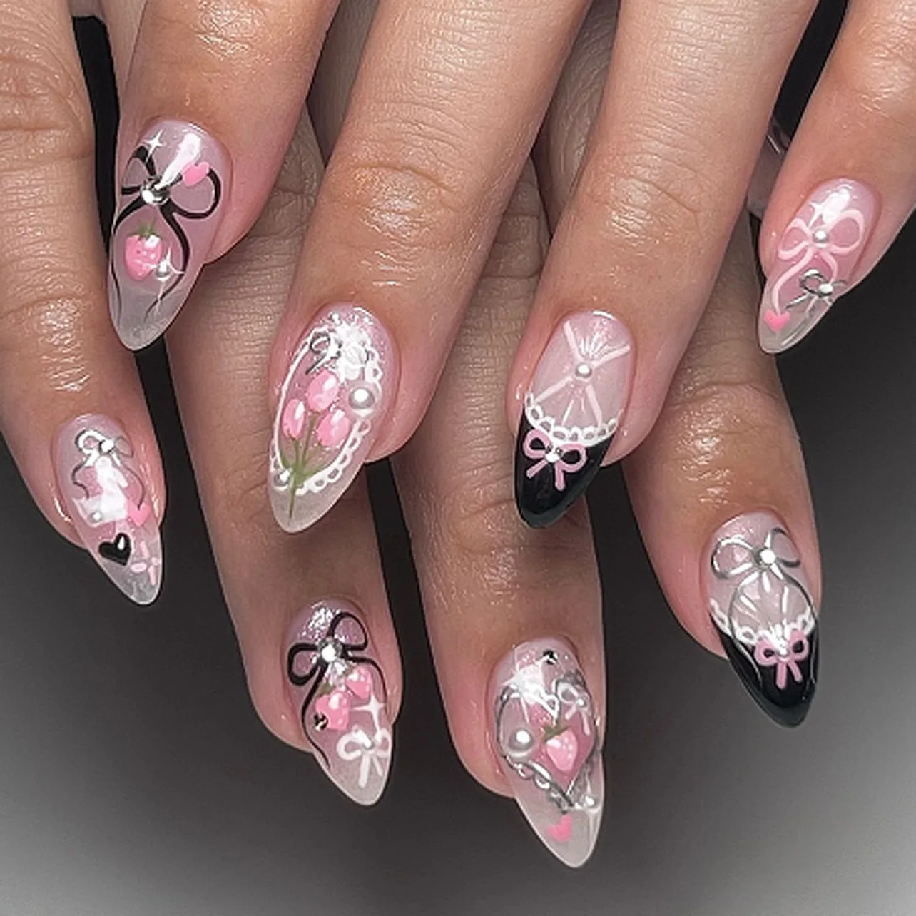 24Pcs Almond False Nail Gentle Tulip Flower Rabbit Wearable Handmade Manicure Fake Nail
24Pcs Almond False Nail Gentle Tulip Flower Rabbit Wearable Handmade Manicure Fake Nail