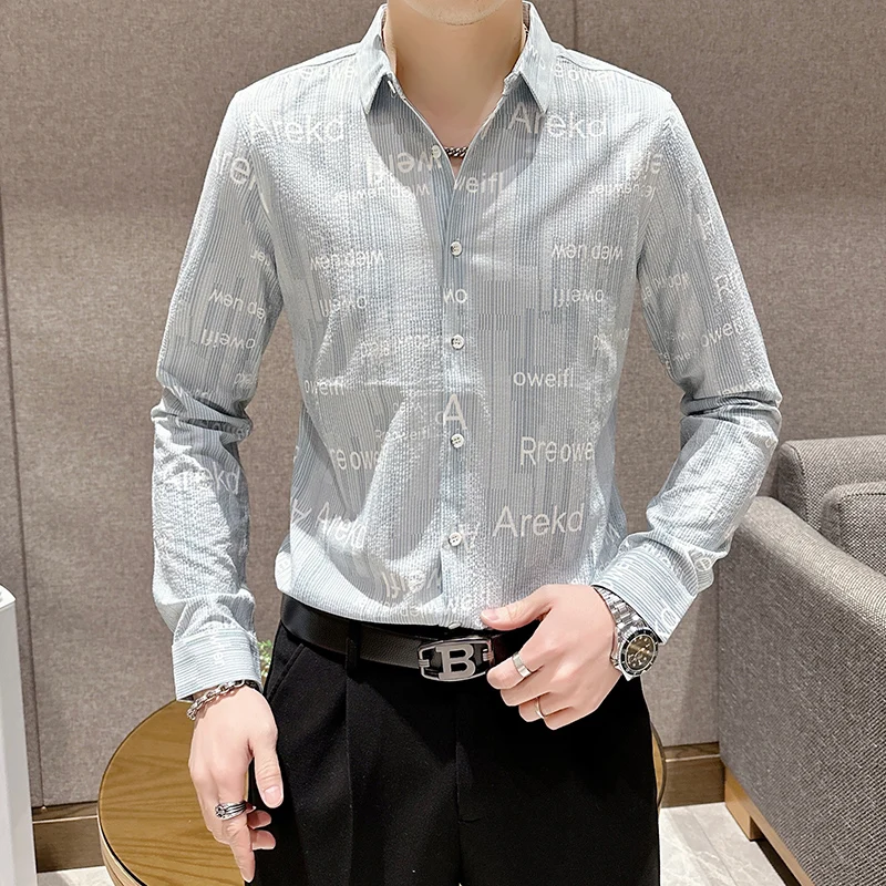 High Quality Letter Printed Shirt for Men Long Sleeved Slim Fit Casual Shirts Male Autumn Winter Social Office Men's Clothing
High Quality Letter Printed Shirt for Men Long Sleeved Slim Fit Casual Shirts Male Autumn Winter Social Office Men's Clothing