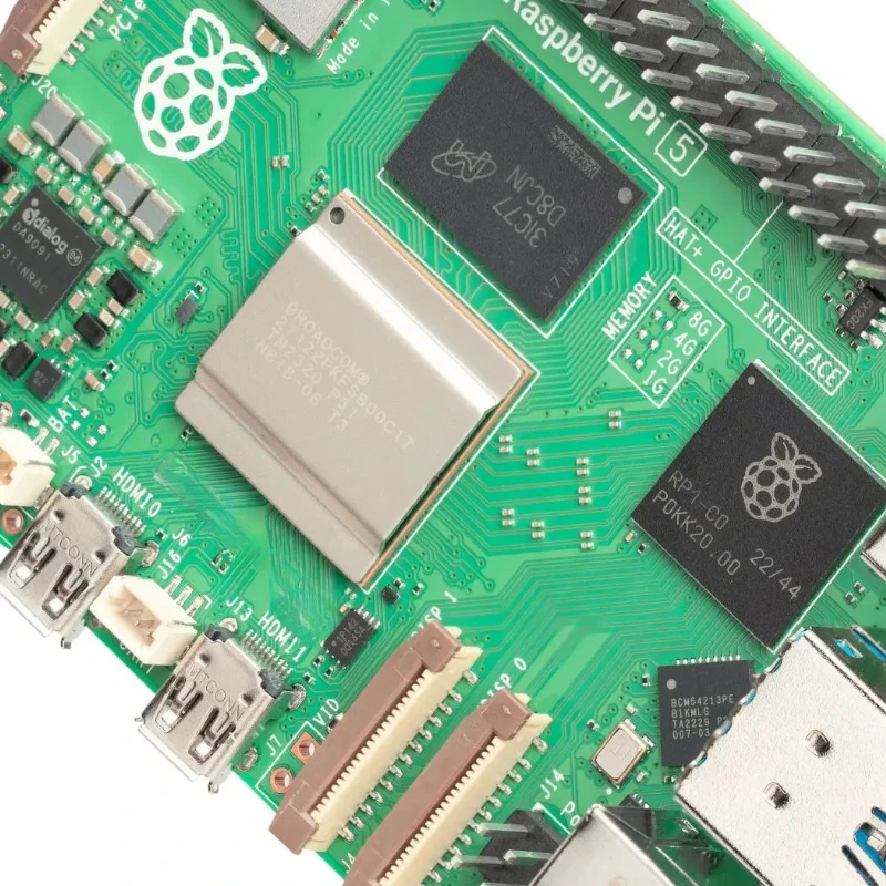 Pi 5, Options for RAM, BCM2712 processor, 2.4GHz quad-core 64-bit Arm Cortex-A76 CPU, Built Using RP1 I/O Controller D
Pi 5, Options for RAM, BCM2712 processor, 2.4GHz quad-core 64-bit Arm Cortex-A76 CPU, Built Using RP1 I/O Controller D