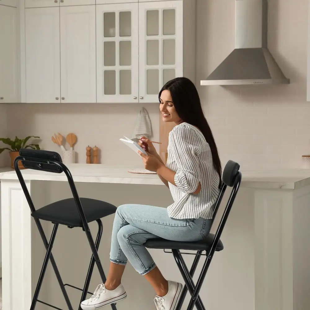 2 Pcs Folding Bar Stool with Backrest, Tall Foldable Stool Chair Portable High Folding Bar Chair Counter Height Seat Leather Pa
2 Pcs Folding Bar Stool with Backrest, Tall Foldable Stool Chair Portable High Folding Bar Chair Counter Height Seat Leather Pa