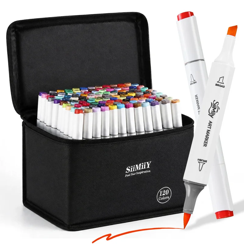 Siimiiy 40/80/120 Colors Soft Brush & Chisel Permanent Alcohol Markers,Dual Tip Artist Sketch Art Markers Set for Adult Coloring
Siimiiy 40/80/120 Colors Soft Brush & Chisel Permanent Alcohol Markers,Dual Tip Artist Sketch Art Markers Set for Adult Coloring