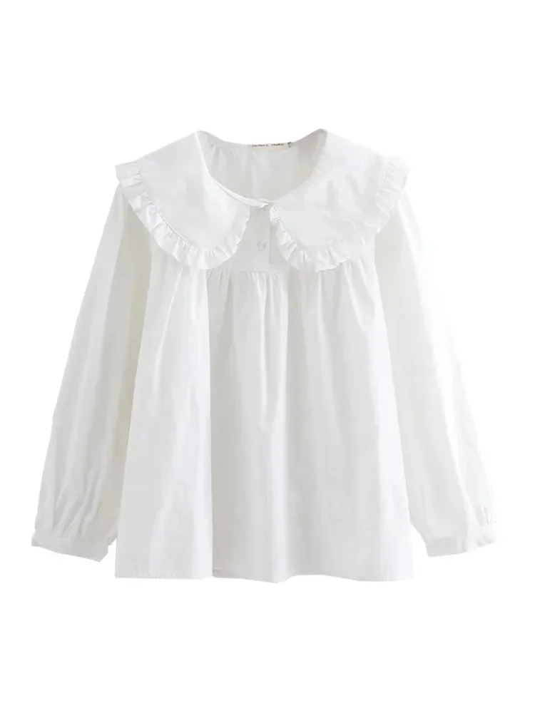 High Quality Fashion Print Doll Collar White Shirts Women Casual Ruffles Long Sleeve Blouses Lady Spring Summer Sweet Female Top
High Quality Fashion Print Doll Collar White Shirts Women Casual Ruffles Long Sleeve Blouses Lady Spring Summer Sweet Female Top