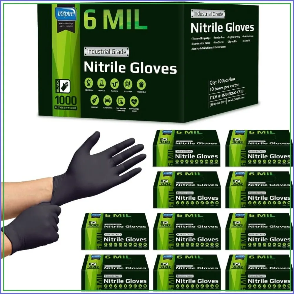 Heavy Duty Stretch Nitrile Gloves, Disposable Latex Free, 6mil Black or 8mil Orange for Food & Mechanic
Heavy Duty Stretch Nitrile Gloves, Disposable Latex Free, 6mil Black or 8mil Orange for Food & Mechanic