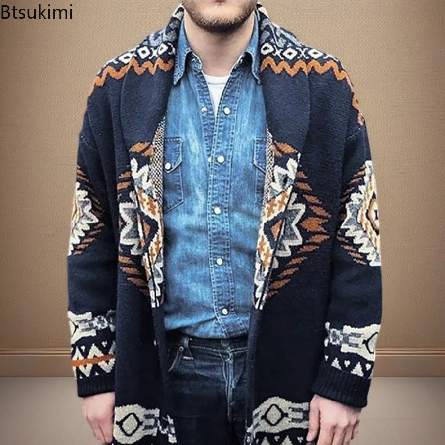Autumn Winter New Men's Sweaters Vintage Jacquard Knitted Cardigan Jackets Trend Streetwear Middle-length Knitwear Sweater Coats
Autumn Winter New Men's Sweaters Vintage Jacquard Knitted Cardigan Jackets Trend Streetwear Middle-length Knitwear Sweater Coats