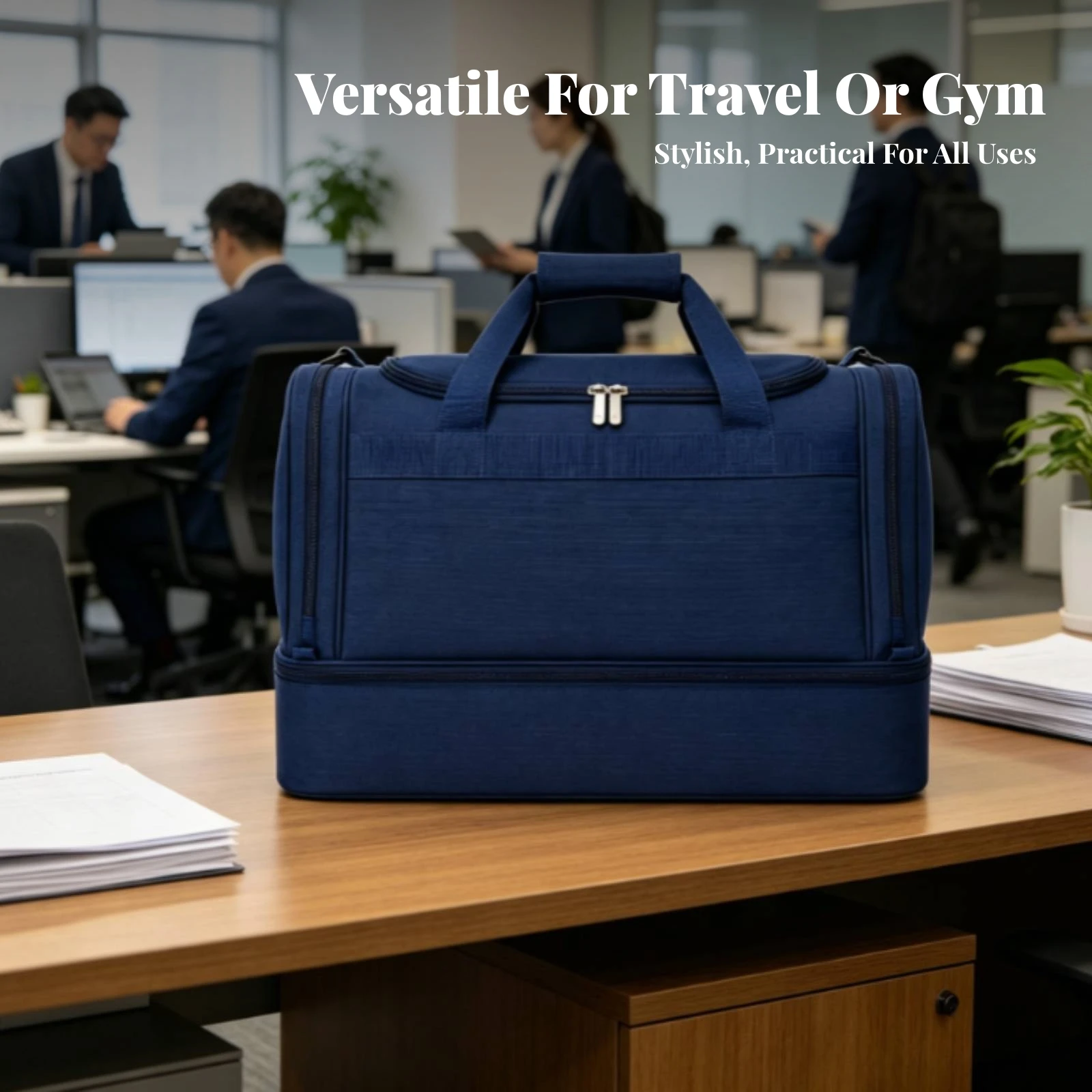Side Zipper Openings Structured Large Capacity Two-Tone Duffel Bag Travel Duffel Bag
Side Zipper Openings Structured Large Capacity Two-Tone Duffel Bag Travel Duffel Bag
