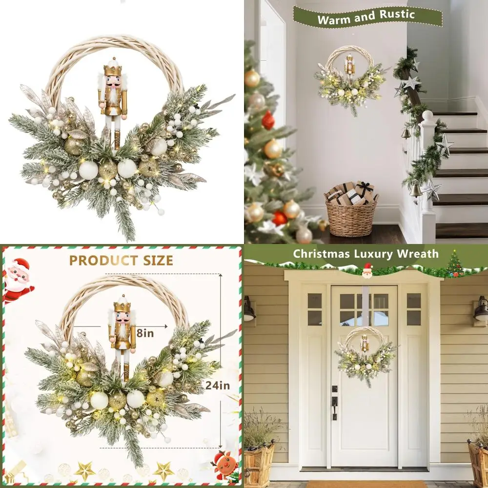 Holiday Nutcracker and Berry Wreath for Door and Window Decorations
Holiday Nutcracker and Berry Wreath for Door and Window Decorations