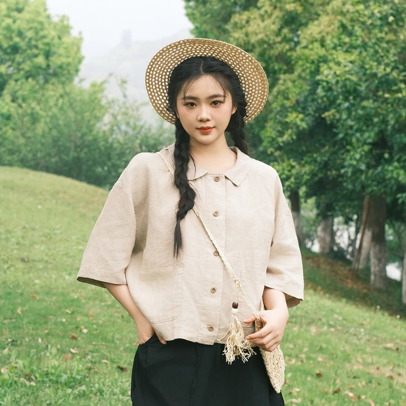 Xiyu Linen irt Spring Summer New Sle Fun Turn-down Collar Mid-sve Women's Commute Loose Fit Regular Length Pure Color
Xiyu Linen irt Spring Summer New Sle Fun Turn-down Collar Mid-sve Women's Commute Loose Fit Regular Length Pure Color