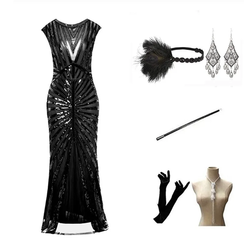 Women 1920S Vintage Mermaid Dress Set – Embellished Long Evening Gown for Prom Ball Formal Party
Women 1920S Vintage Mermaid Dress Set – Embellished Long Evening Gown for Prom Ball Formal Party