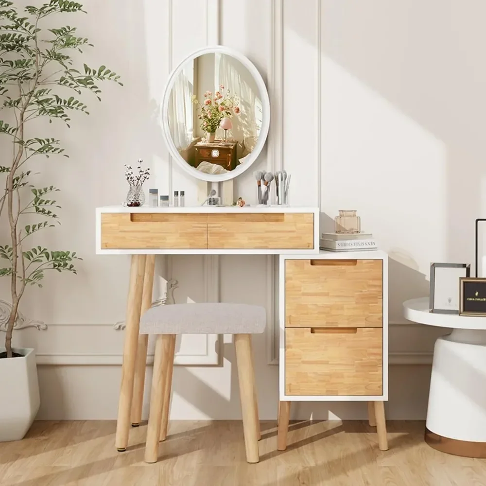 Small Vanity with 4 Drawers for Small Spaces, Dressing Table Set 3 Colors Adjustable Lighting Brightness Mirror
Small Vanity with 4 Drawers for Small Spaces, Dressing Table Set 3 Colors Adjustable Lighting Brightness Mirror
