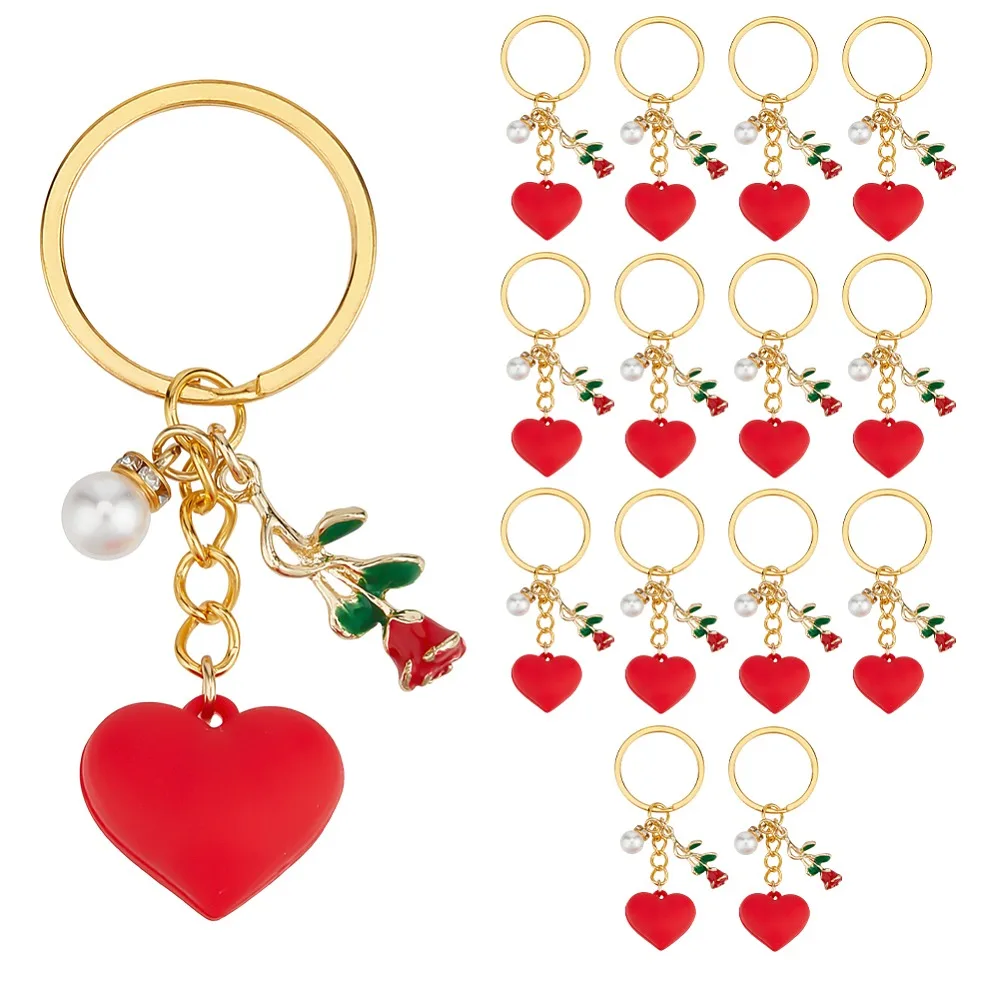 15Pcs Plastic Heart ABS Plastic Pearl Bead Alloy Enamel Rose Keychains with Iron Rings Golden 78mm
15Pcs Plastic Heart ABS Plastic Pearl Bead Alloy Enamel Rose Keychains with Iron Rings Golden 78mm