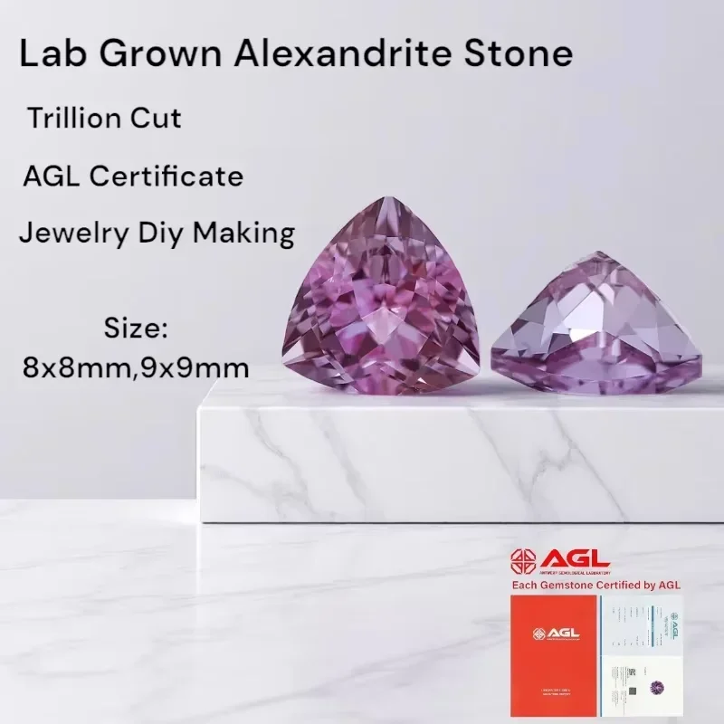 NEW Trillion Cut Color Change Lab Grown Alexandrite Gemstones Various Size for Jewelry Making With AGL Certificate
NEW Trillion Cut Color Change Lab Grown Alexandrite Gemstones Various Size for Jewelry Making With AGL Certificate
