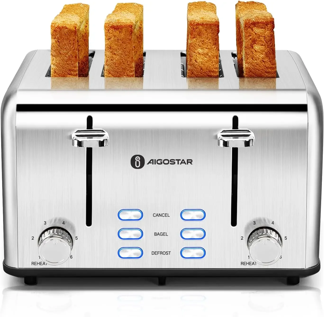 Toaster 4 Slice 1.6" Wide Slot Stainless Steel Toasters with Bagel, Reheat, Cancel, Defrost Function, 6 Shade Settings
Toaster 4 Slice 1.6" Wide Slot Stainless Steel Toasters with Bagel, Reheat, Cancel, Defrost Function, 6 Shade Settings