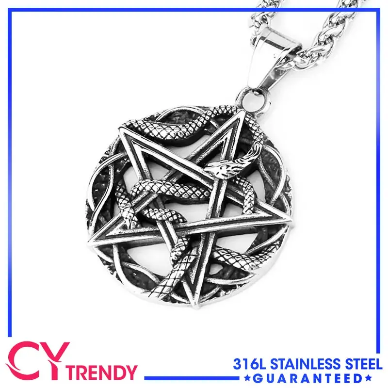 Animal Pentagram Snake Retro European and American Style Men's Stainless Steel Accessories Fashion Pendant Necklace
Animal Pentagram Snake Retro European and American Style Men's Stainless Steel Accessories Fashion Pendant Necklace