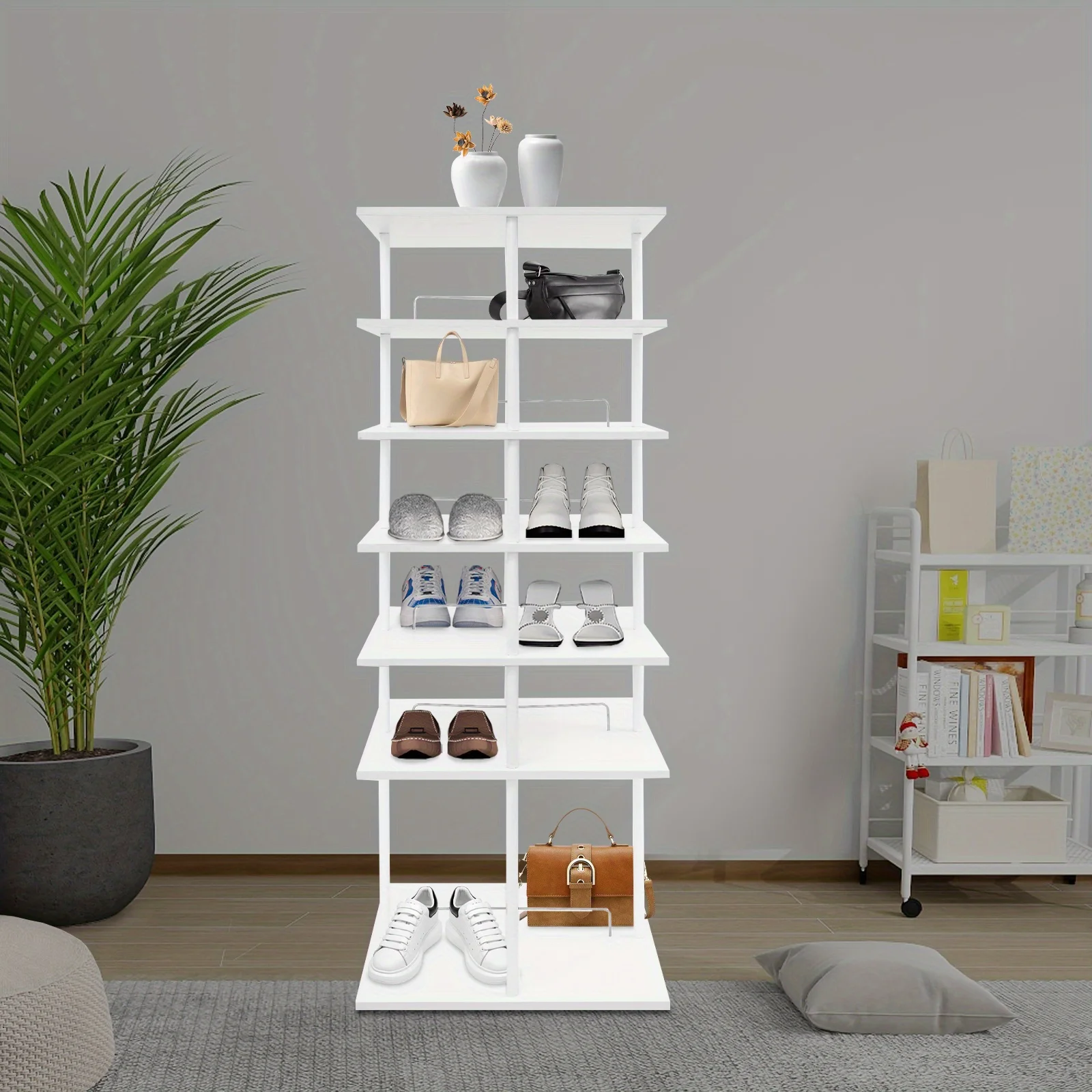 6-story Rotatable Shoe Rack - White, Multi-tier Shoe Storage Rack, Rotating Shoes Shelf Organizer, Shoe Rack
6-story Rotatable Shoe Rack - White, Multi-tier Shoe Storage Rack, Rotating Shoes Shelf Organizer, Shoe Rack