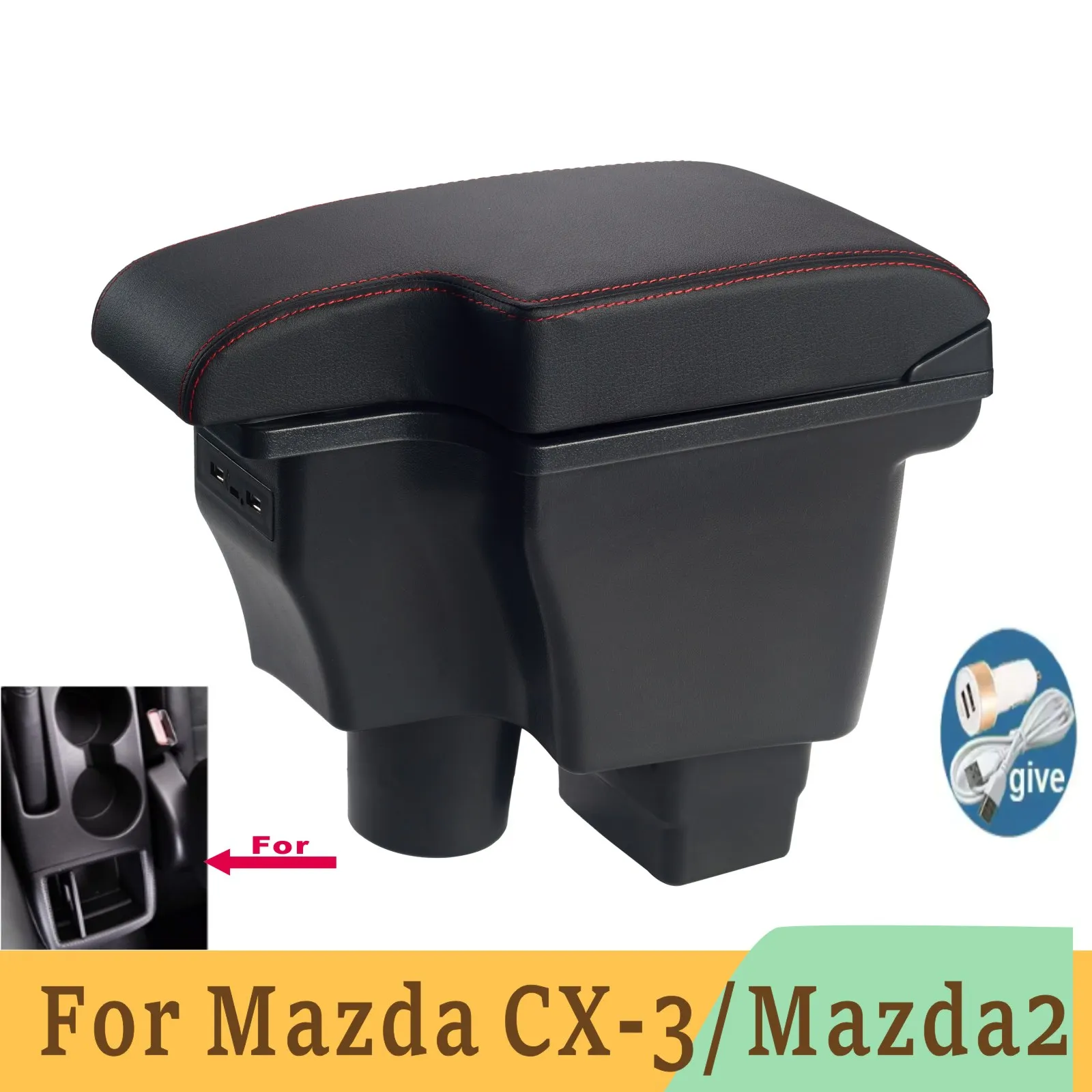 For Mazda CX-3 Armrest box Retrofit For Mazda 2 skyactiv version cx3 CX-3 Car Armrest Storage box car accessories Charging USB
For Mazda CX-3 Armrest box Retrofit For Mazda 2 skyactiv version cx3 CX-3 Car Armrest Storage box car accessories Charging USB