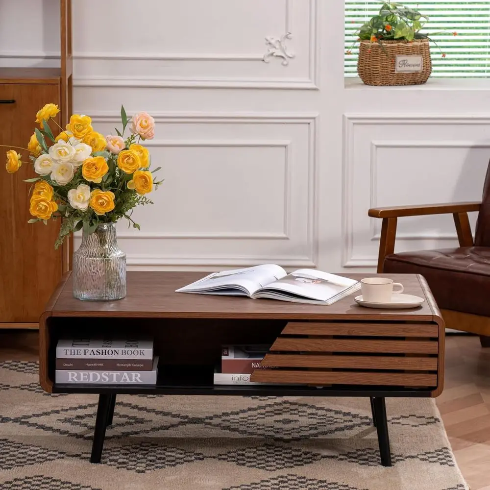 40 Modern Coffee Table with Storage and Sliding Door for Living Room, Black and Walnut
40 Modern Coffee Table with Storage and Sliding Door for Living Room, Black and Walnut