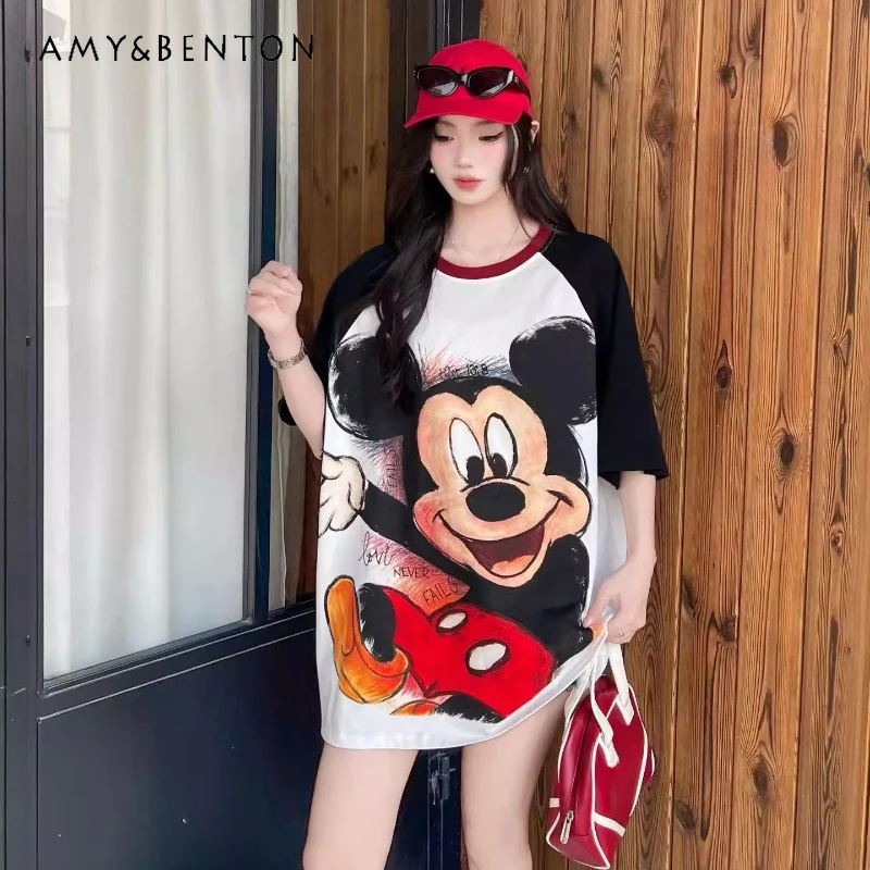 Heavy Industry Cartoon Patchwork Sleeves Cotton Round-neck Short-sleeved T-shirt Loose Fit Women's New Spring-summer Pullover
Heavy Industry Cartoon Patchwork Sleeves Cotton Round-neck Short-sleeved T-shirt Loose Fit Women's New Spring-summer Pullover