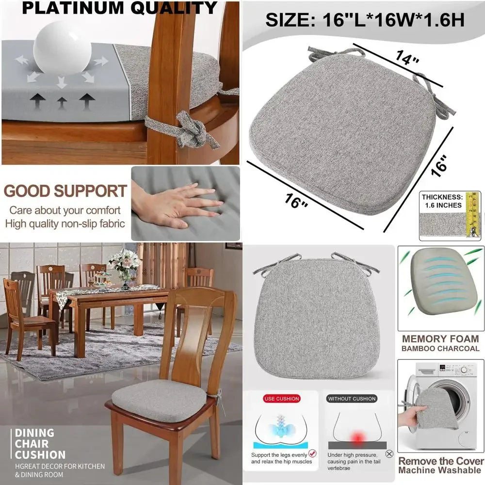 Набор из 6 подушек для обеденных стульев из пены с эффектом памяти, светло-серые U-образные комфортные подушки для сидений с тканевой обивкой, съемные нескользящие чехлы.
Набор из 6 подушек для обеденных стульев из пены с эффектом памяти, светло-серые U-образные комфортные подушки для сидений с тканевой обивкой, съемные нескользящие чехлы.