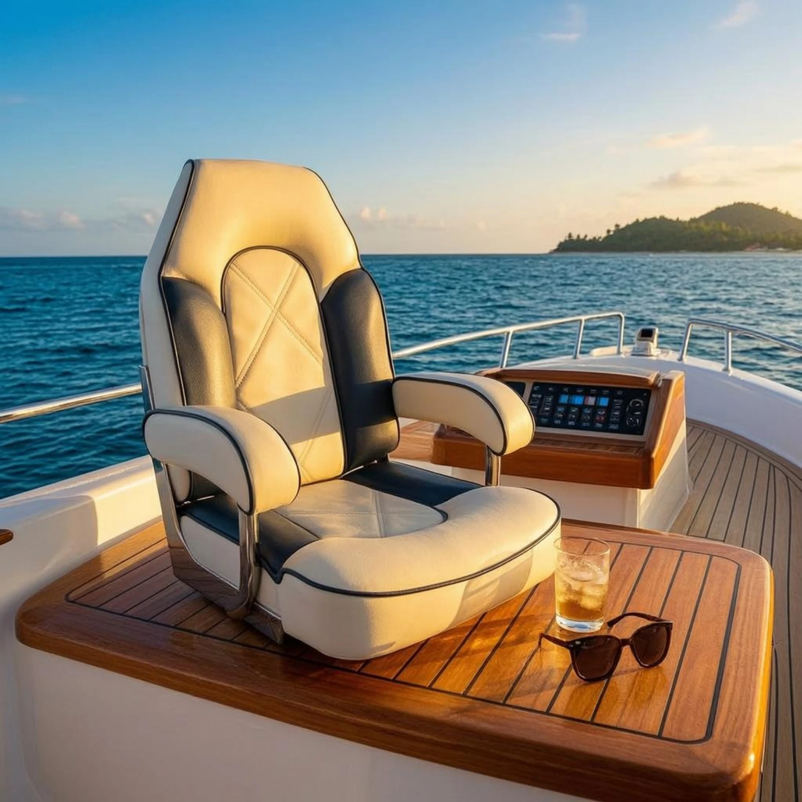 Marine Steering Chair Stitched Panel Upholstered Steering Chair Helmsperson Boat Seat Metal Side Supports Helm Boat Seat
Marine Steering Chair Stitched Panel Upholstered Steering Chair Helmsperson Boat Seat Metal Side Supports Helm Boat Seat