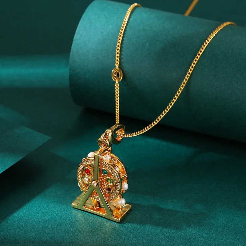 Fashion colored diamond crystal pearl fringed Ferris wheel necklace pendant movable windmill pendant
Fashion colored diamond crystal pearl fringed Ferris wheel necklace pendant movable windmill pendant