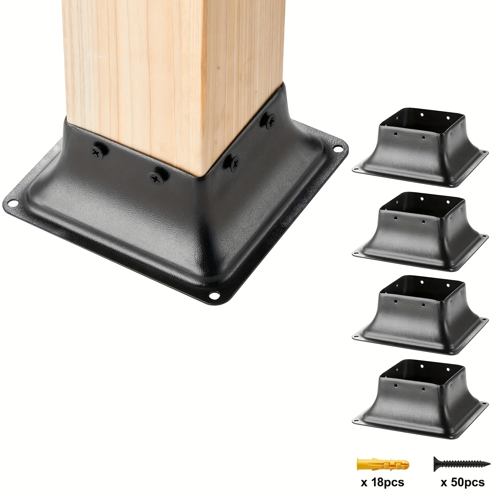 Happybuy 4X4 Post Base, 4/10/20pcs, Internal 3.6"X3.6", Heavy Duty Powder-Coated Steel Post Bracket, Fits Standard Wood Post Anchor, Decking Post Base for Deck Porch Handrail Railing Support
Happybuy 4X4 Post Base, 4/10/20pcs, Internal 3.6"X3.6", Heavy Duty Powder-Coated Steel Post Bracket, Fits Standard Wood Post Anchor, Decking Post Base for Deck Porch Handrail Railing Support