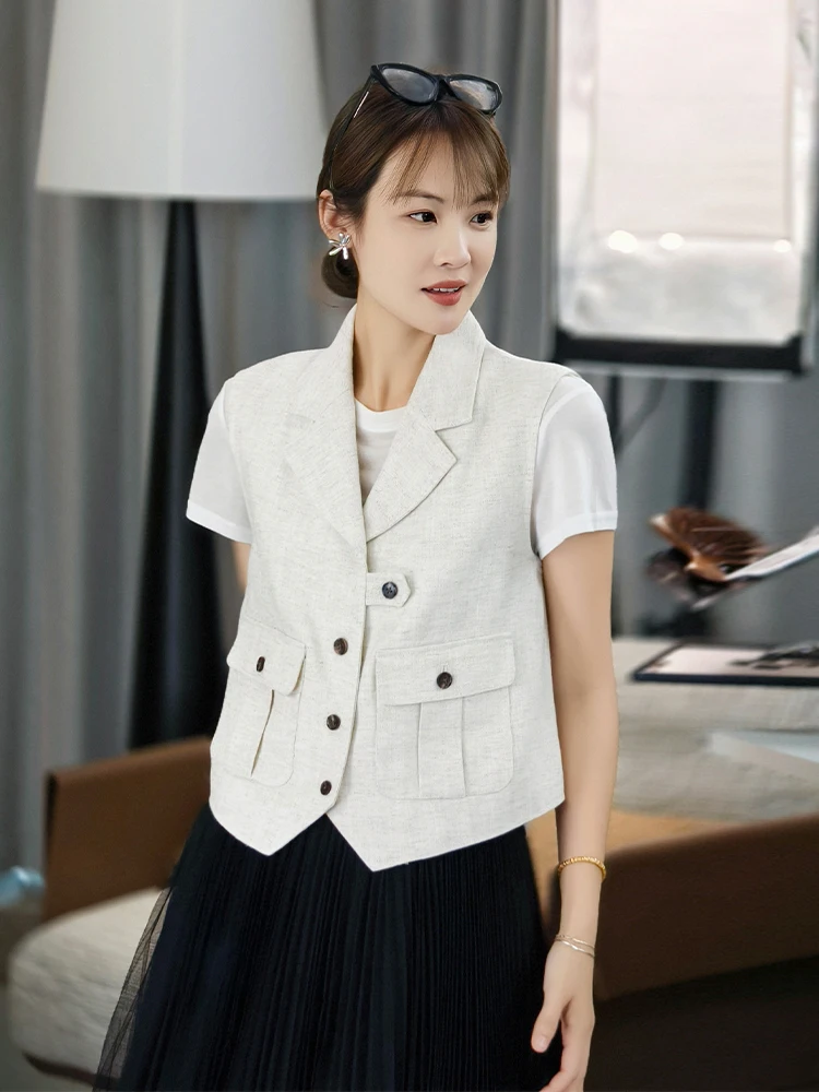 Женский летний жилет MeiYang из хлопково-льняной смеси с пуговицами и цветовыми блоками, модный дизайн, коллекция 2025, повседневный деловой стиль
Женский летний жилет MeiYang из хлопково-льняной смеси с пуговицами и цветовыми блоками, модный дизайн, коллекция 2025, повседневный деловой стиль