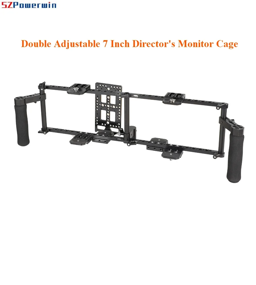Double Adjustable 7 Inch Director's Monitor Cage Rigs with Dual Rubber Handgrips & Double Battery Plate for Universal Monitor
Double Adjustable 7 Inch Director's Monitor Cage Rigs with Dual Rubber Handgrips & Double Battery Plate for Universal Monitor