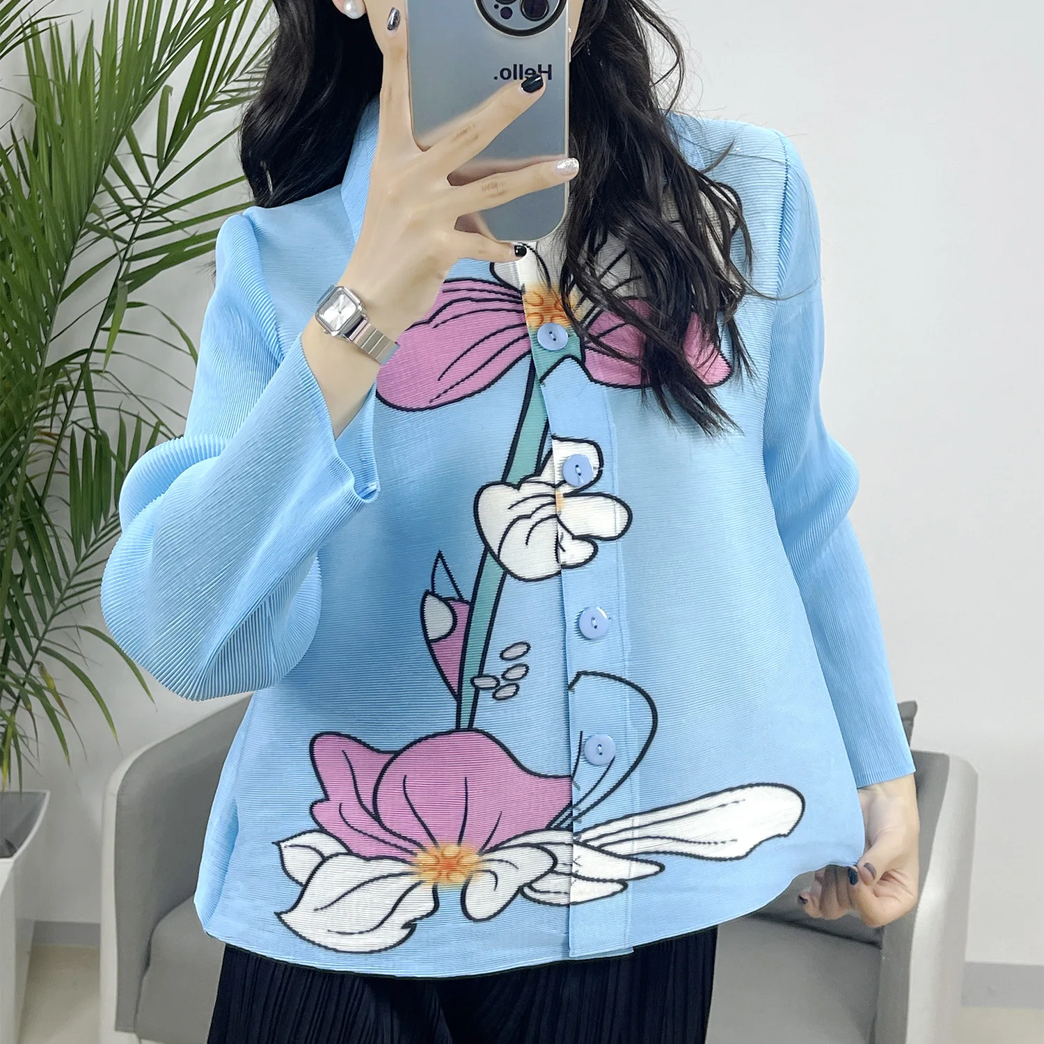 2024 Spring New Pleated Printed Casual Long-sleeved Shirt Tops for Women Miyake High Elastic Loose Pleated Tops for Women
2024 Spring New Pleated Printed Casual Long-sleeved Shirt Tops for Women Miyake High Elastic Loose Pleated Tops for Women