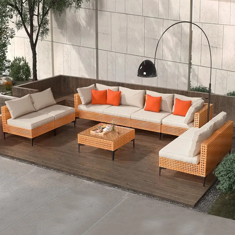 9 Piece Outdoor Patio urniture Set ular Outdoor urniture Set Wicker Outdoor Sectional Soa with Table Patio Set or Balcony Porch
9 Piece Outdoor Patio urniture Set ular Outdoor urniture Set Wicker Outdoor Sectional Soa with Table Patio Set or Balcony Porch