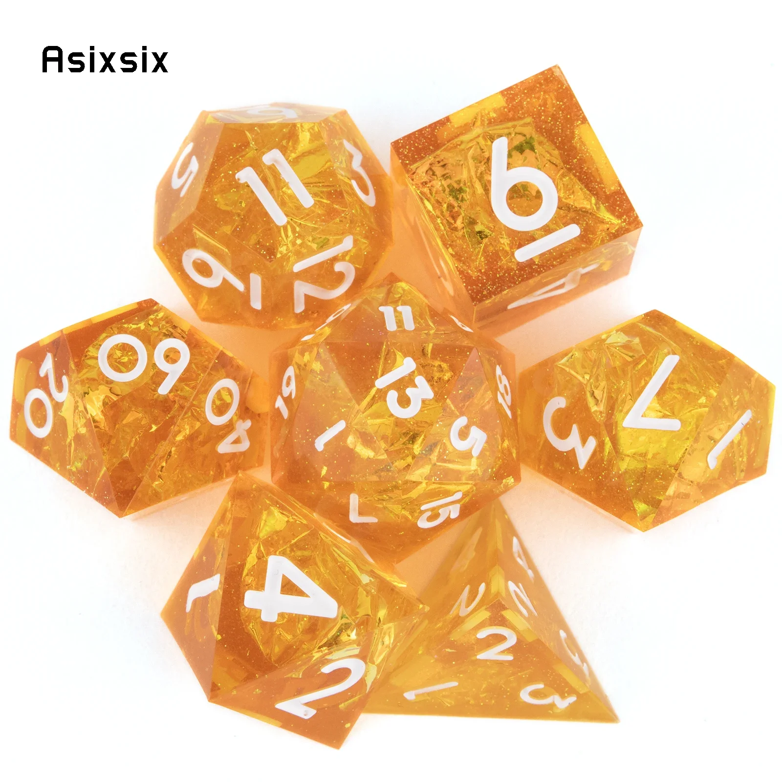 Набор из 7 оранжевых полимерных многогранных кубиков с острыми краями и белыми цифрами, подходящих для ролевых игр и настольных игр
Набор из 7 оранжевых полимерных многогранных кубиков с острыми краями и белыми цифрами, подходящих для ролевых игр и настольных игр