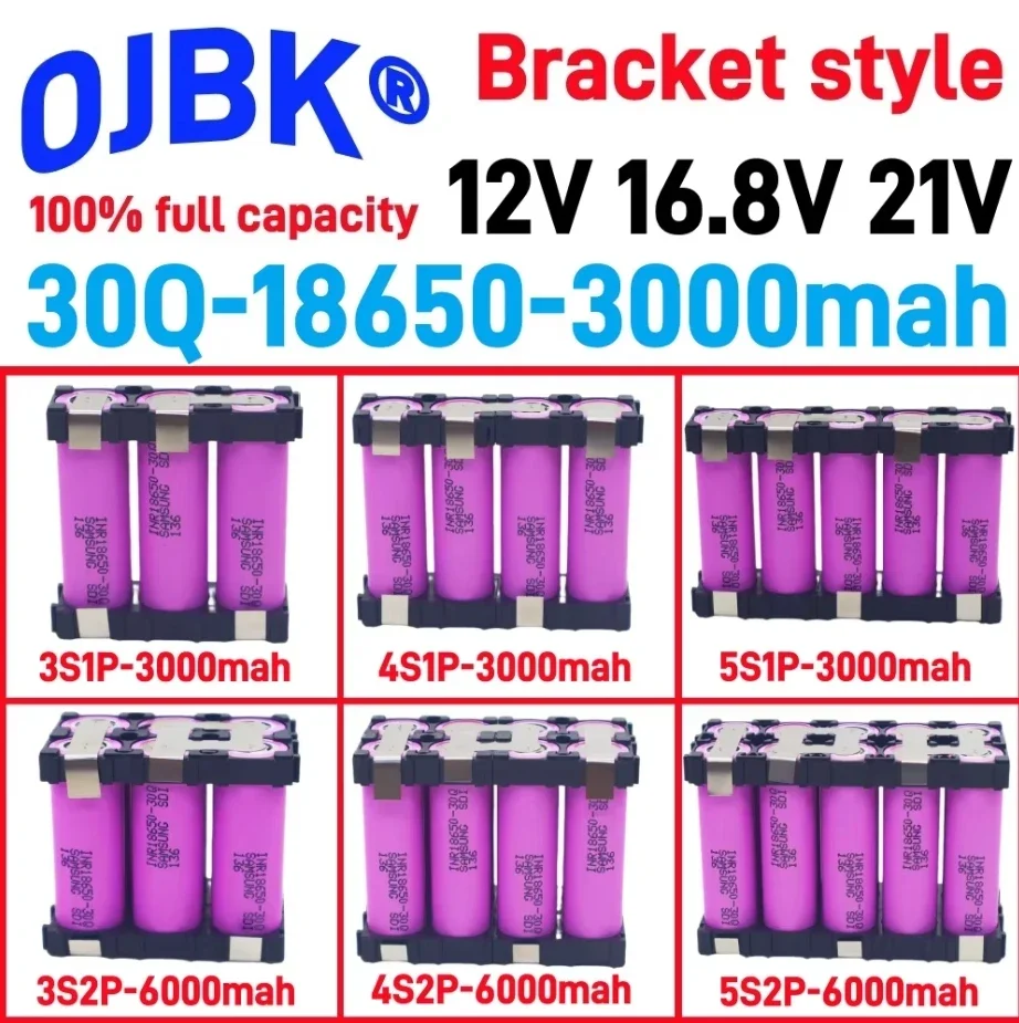 Original 100% Full Capacity 20A 18650 30Q 3000mAh 6000mAh 3S 4S 5S 12.6V 14.8V 18V DIY Screwdriver Battery Welding Battery Pack
Original 100% Full Capacity 20A 18650 30Q 3000mAh 6000mAh 3S 4S 5S 12.6V 14.8V 18V DIY Screwdriver Battery Welding Battery Pack