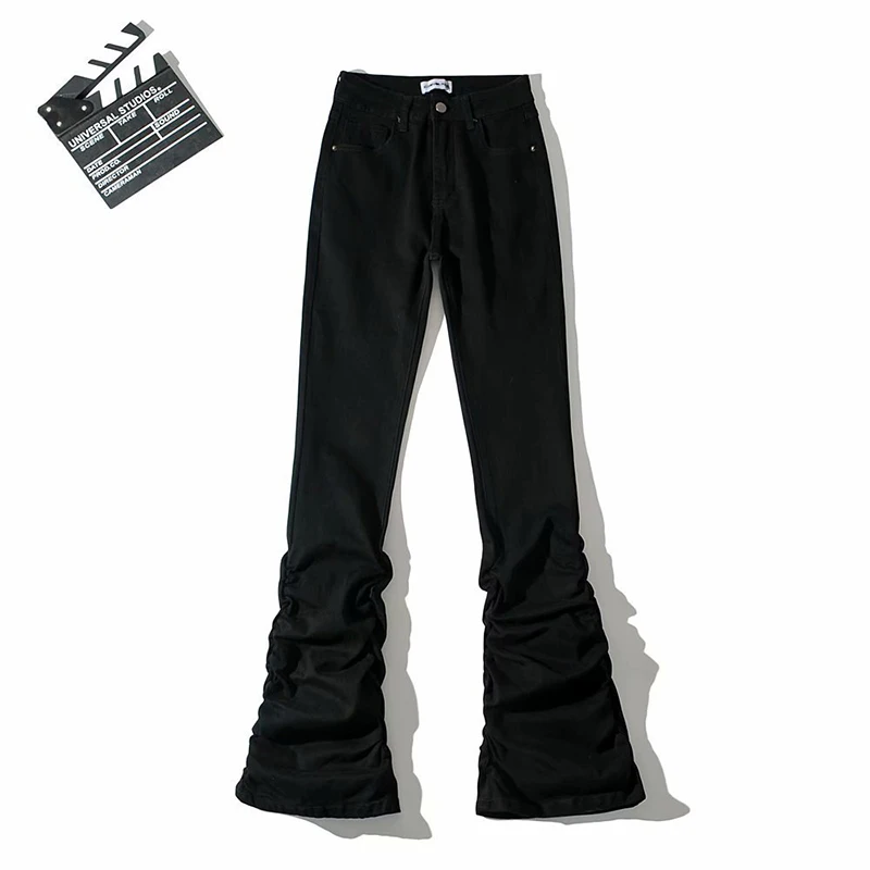 Women Y2K Ruched Black Flare Jeans Fashion High Street Hot Girls Full Length Trousers Casual High Waist Stacked Bootcut Pants
Women Y2K Ruched Black Flare Jeans Fashion High Street Hot Girls Full Length Trousers Casual High Waist Stacked Bootcut Pants