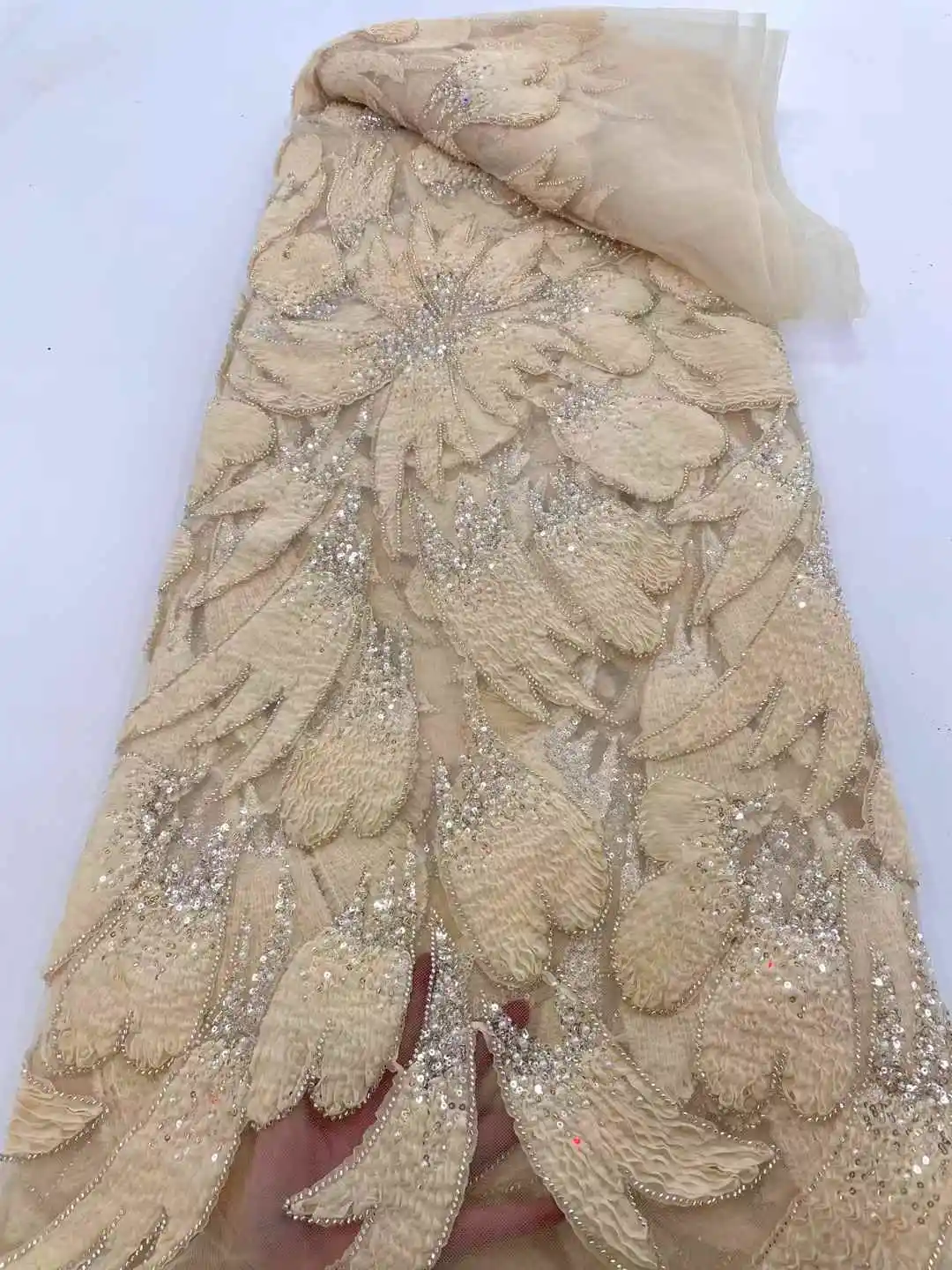 African Sequins Pearls 3D Flower French Tulle Lace Fabric 5 Yards 2025 High Quality Luxury Lace Beaded Lace Fabric Wedding Dress
African Sequins Pearls 3D Flower French Tulle Lace Fabric 5 Yards 2025 High Quality Luxury Lace Beaded Lace Fabric Wedding Dress