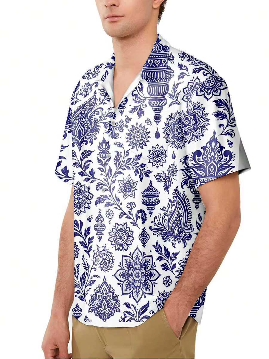 Mens Blue Floral And Paisley Print Hawaiian Shirt Short Sleeve Button Down Casual Summer Beach Shirt
Mens Blue Floral And Paisley Print Hawaiian Shirt Short Sleeve Button Down Casual Summer Beach Shirt