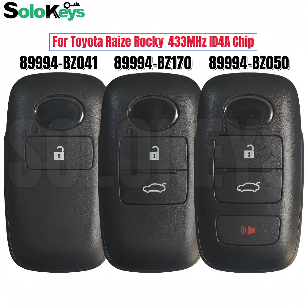 SOLOKEYS 89994-BZ041 89994-BZ170 89994-BZ050 For Toyota Raize Rocky Smart Remote Key 434Mhz FSK 4A HITAG AES Chip Keyless Go
SOLOKEYS 89994-BZ041 89994-BZ170 89994-BZ050 For Toyota Raize Rocky Smart Remote Key 434Mhz FSK 4A HITAG AES Chip Keyless Go