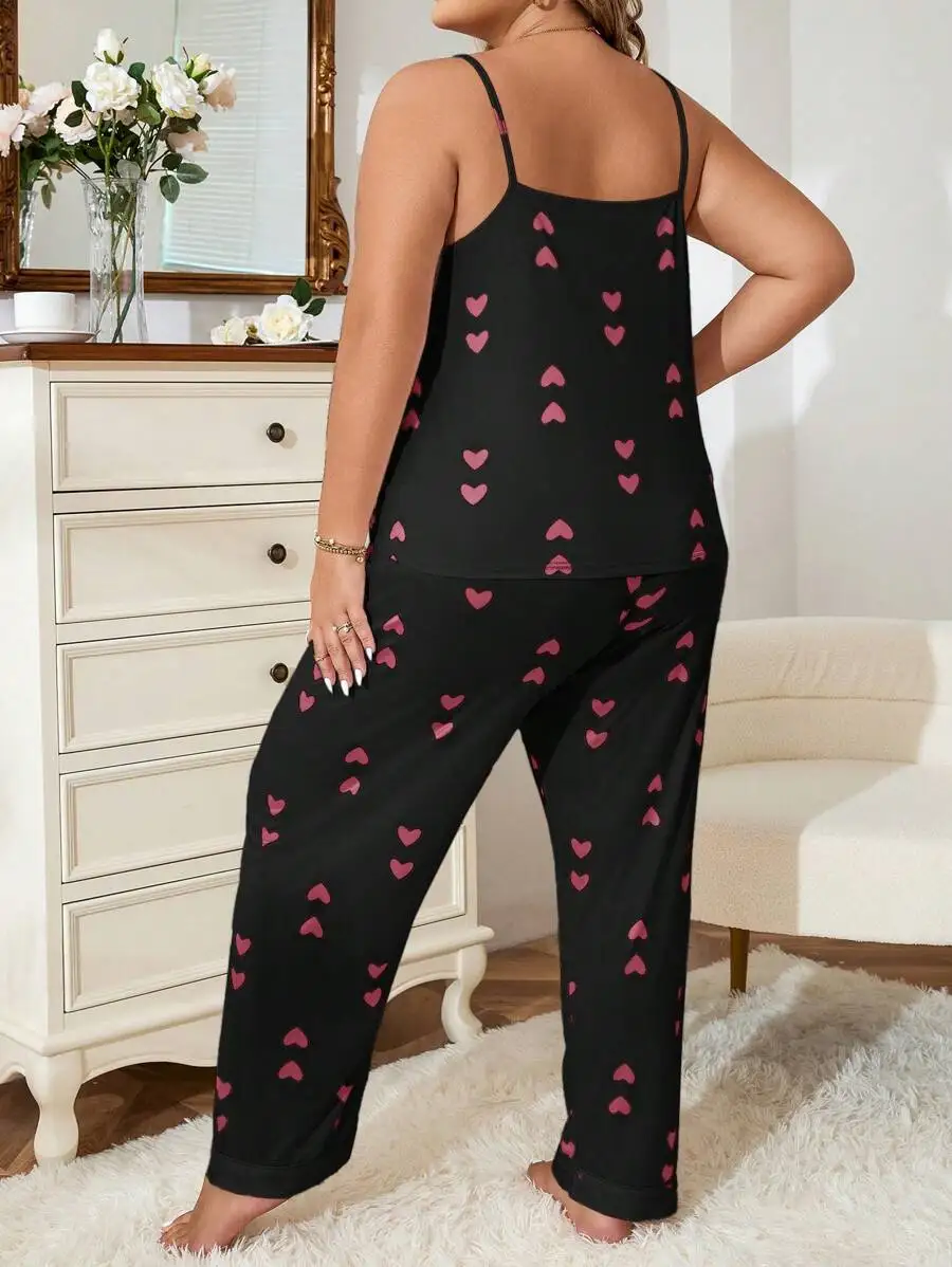 Plus Size Heart Print Cami Top And Pants Pajama Set
Plus Size Heart Print Cami Top And Pants Pajama Set