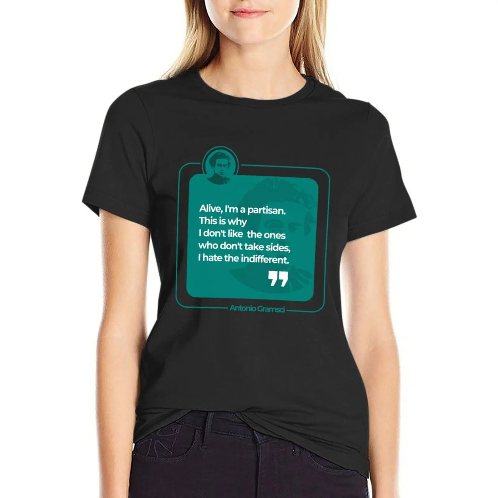 Antonio Gramsci quote poster(teal) T-Shirt tops vintage hippie clothes workout shirts for Women loose fit
Antonio Gramsci quote poster(teal) T-Shirt tops vintage hippie clothes workout shirts for Women loose fit
