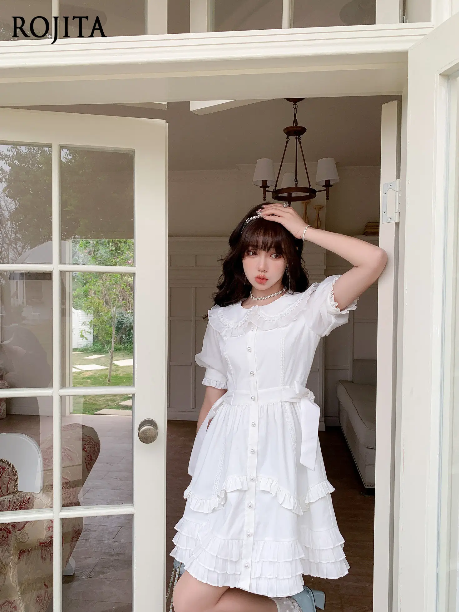 Original Design White Princess Short Sleeve Dress Doll Collar Sweet Ruffle Edge Girl Summer Dress White Dress Women
Original Design White Princess Short Sleeve Dress Doll Collar Sweet Ruffle Edge Girl Summer Dress White Dress Women