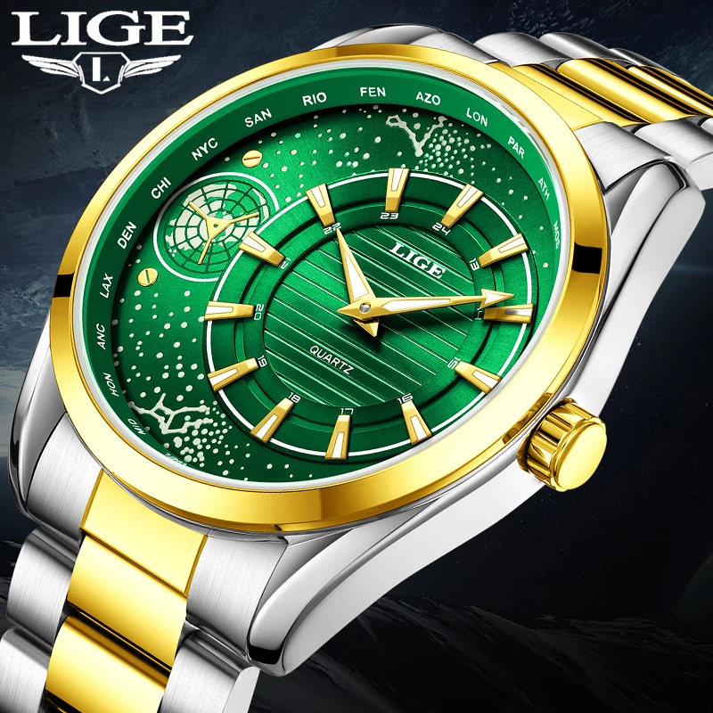 LIGE Green Earth Dashboard Dial Watch Men Luxury Waterproof Men's Watches Stainless Steel Luminous Chronograph Quartz Wristwatch
LIGE Green Earth Dashboard Dial Watch Men Luxury Waterproof Men's Watches Stainless Steel Luminous Chronograph Quartz Wristwatch