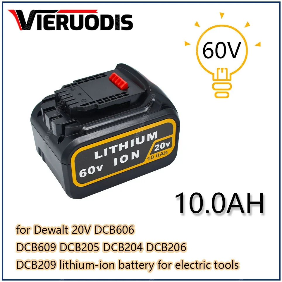 forDewalt 10.0Ah 20V 60V MAx for battery replacement DCB606 DCB609 DCB205 DCB204 DCB206 DCB209 electric screwdriver tool battery
forDewalt 10.0Ah 20V 60V MAx for battery replacement DCB606 DCB609 DCB205 DCB204 DCB206 DCB209 electric screwdriver tool battery