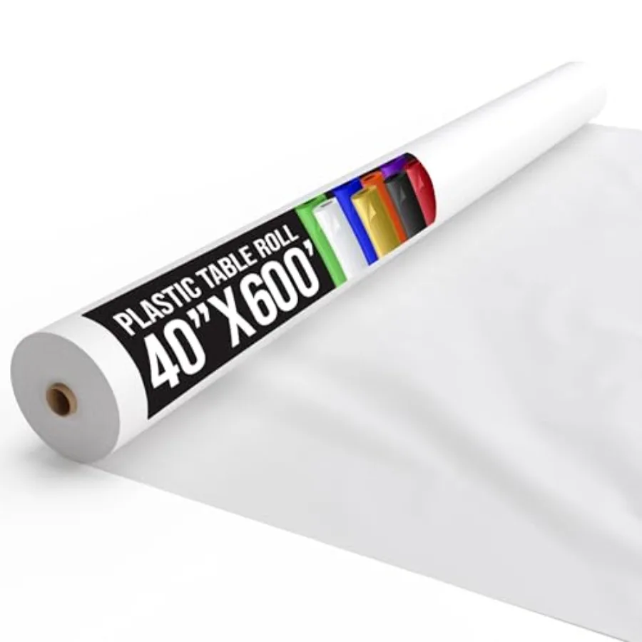 Plastic Table Cover Roll 40" X 600' Table Cloth Plastic Cover Roll - Premium Quality Thick 0.5 MIL Banquet Rolls - Disposable T
Plastic Table Cover Roll 40" X 600' Table Cloth Plastic Cover Roll - Premium Quality Thick 0.5 MIL Banquet Rolls - Disposable T