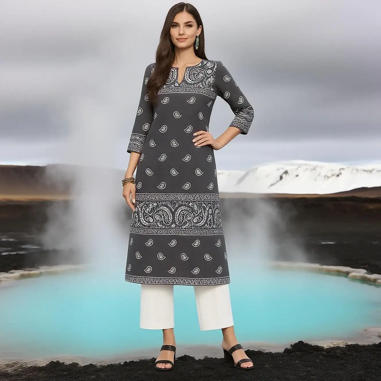 Мусульманское платье 2026, женское модное и элегантное, в национальном стиле, прямая трубка, повседневная, с круглым вырезом, с ярким узором, благородная юбка
Мусульманское платье 2026, женское модное и элегантное, в национальном стиле, прямая трубка, повседневная, с круглым вырезом, с ярким узором, благородная юбка