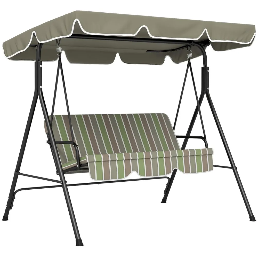 3-Seat Outdoor Patio Swing Chair with Removable Cushion, Steel Frame Stand and Adjustable Tilt Canopy for Patio,, Customized
3-Seat Outdoor Patio Swing Chair with Removable Cushion, Steel Frame Stand and Adjustable Tilt Canopy for Patio,, Customized