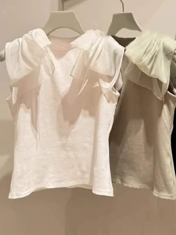Sweet Style Knitted Top with Bow Tie Thin Mesh Sleeveless round Neck Design for Women Summer Season Regular Fit Garment
Sweet Style Knitted Top with Bow Tie Thin Mesh Sleeveless round Neck Design for Women Summer Season Regular Fit Garment